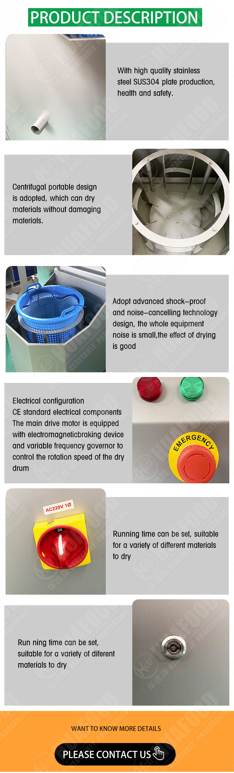 Centrifugal Fruits And Vegetables Dehydration Machines 1430RPM
