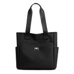 Custom printed tote bag 420d black purple nylon water resistant zipper hobo