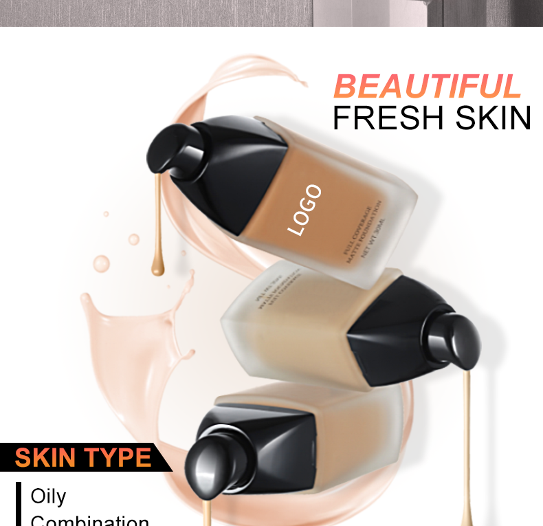 OEM/ODM Full Coverage Foundation Private Label Waterproof Matte Liquid Concealer Foundation for Black Skin
