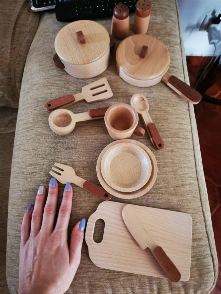 Children'S Log Wooden Kitchen Toy Set Simulation Mini Educational