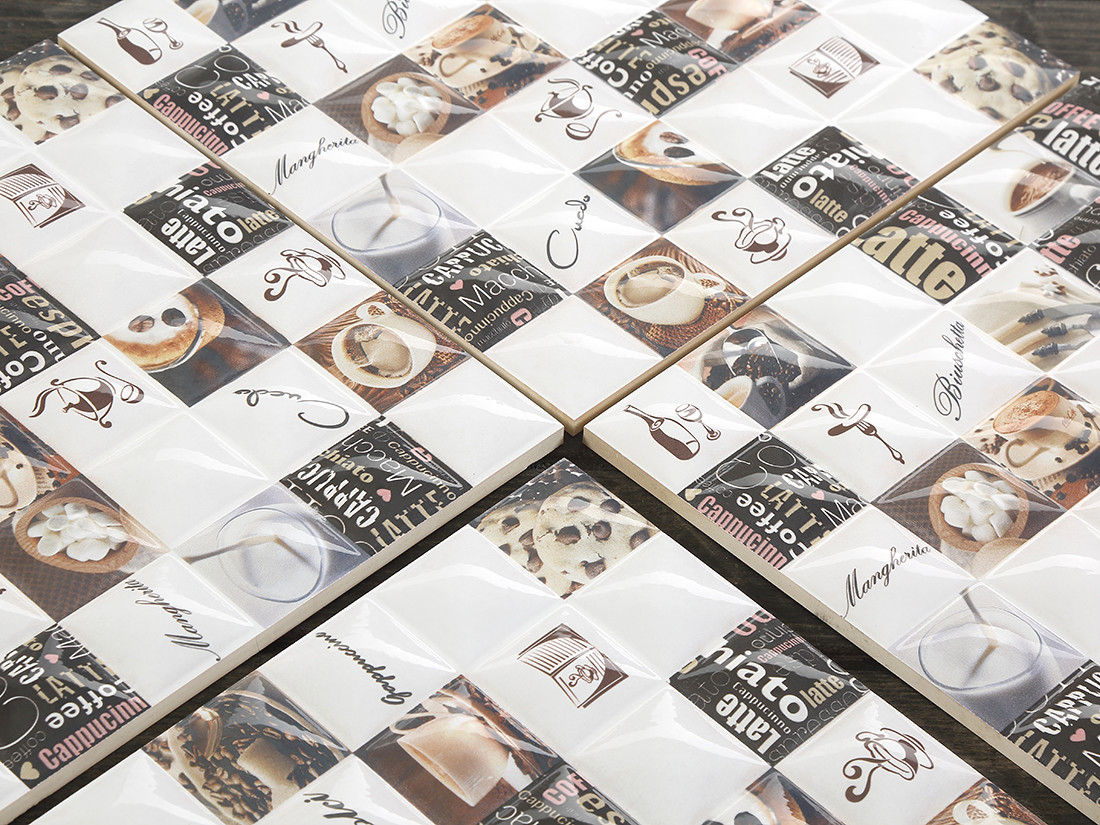 Antibacterial 300x300mm Ceramic Rustic Tiles For Living Room And durable white and brown Wall Tile For Dining Room