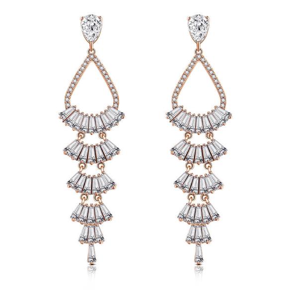 Female Tassel Zircon Earrings Multi-Layer Long Earrings Beautiful Gifts For