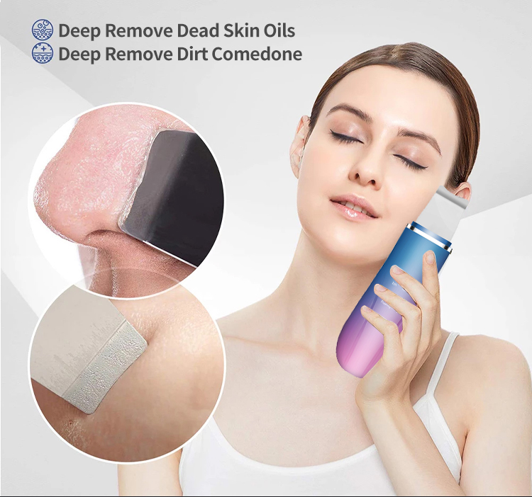 Handheld Portable Ultrasonic Scraper Facial Beauty Device Ion Skin Scrub