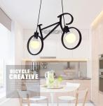 Creative LED Interior Bicycle Pendant Light 9w For Bedroom Balcony Black White