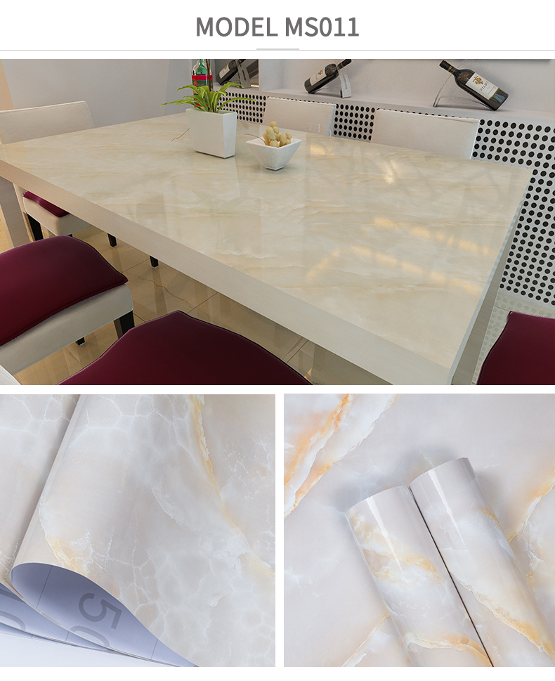 Wallpapers Type Vinyl Wallpapers Function Smoke-Proof Marble Stickers PVC Adhesive Contact Paper Marble Granite Film