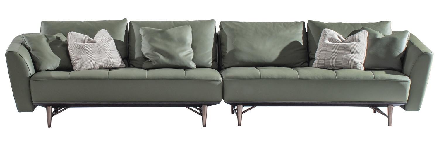Smooth painting wood frame with Cow leather upholsered sofa in 1+2+3 seating chaise lounge sofa for Luxury reception