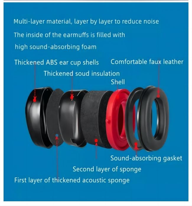 Protective Industrial 31dB NRR Ear Muff Protection Adjustable Foldable