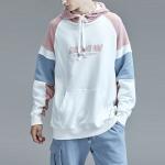 Blue / Pastel Pink Hoodie Mens , Loose Fit Hoodie Men'S Long Sleeve Customized