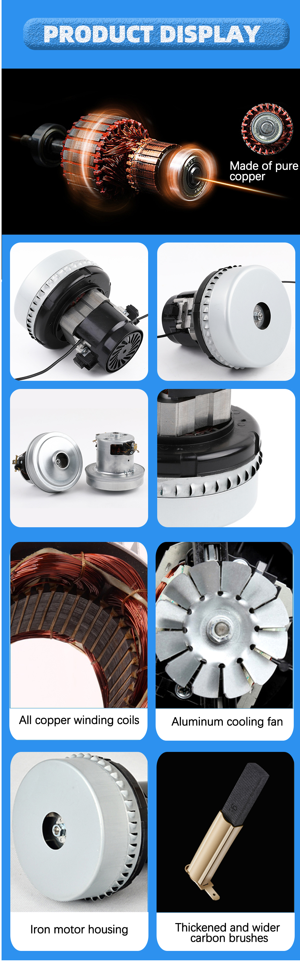 Faradyi Customize Powerful AP28 24V 36V Industrial Brushless Wet Dry Vacuum Cleaner Motor For Floor Scrubber