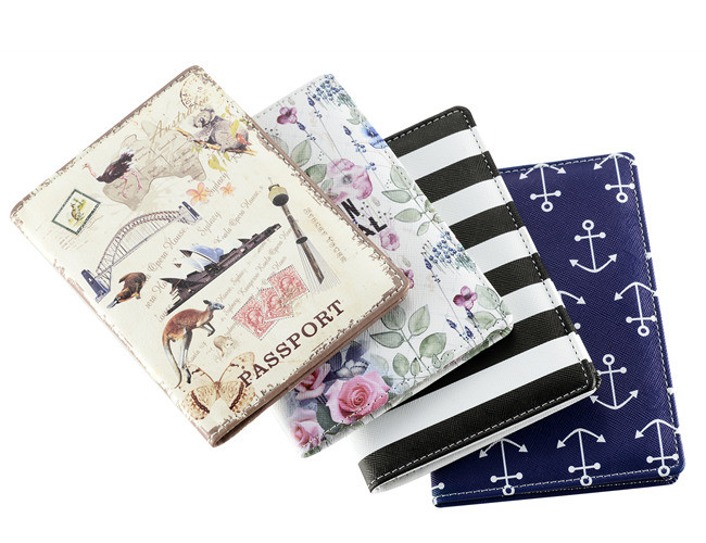 Travel Printing PU Passport Cover Leather Embossed Logo Personalised Passport Wallet