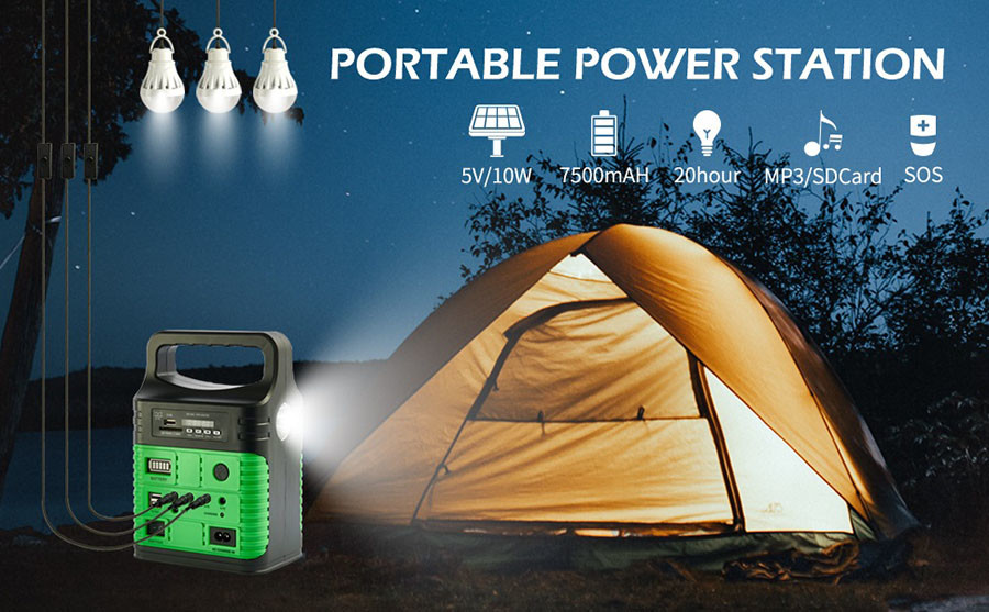 7500mAh Solar Generators Portable Power Station With Panel 10W
