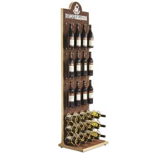 Wholesale Customized Free Standing Wine Display Stand Wine Rack Wood Storage Wooden Display Shelf for Bar from china suppliers