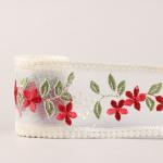 Embroidery Wired Organza Ribbon 85mm Single Face Printed Organza Ribbon
