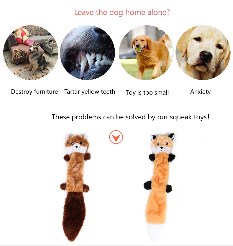Molar Indestructible Plush Squeaky Dog Toys Brown Puppy Chew Toys
