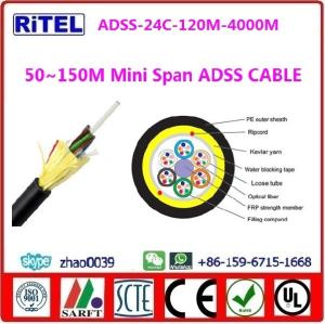 Wholesale ADSS fiber optic cable ADSS-48C, 50~150M mini span, SINGLE PE SHEATH for 10kv,35kv from china suppliers