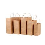 Varnished Kraft Paper Gift Box Bag With Handles Food Delivery Customized