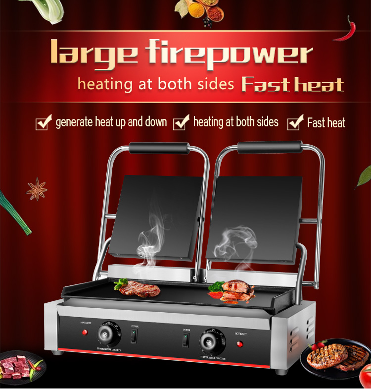 Professional Non-Stick Electric Double Sided Grill Pan Lower Grill Size 210*200 x2 mm