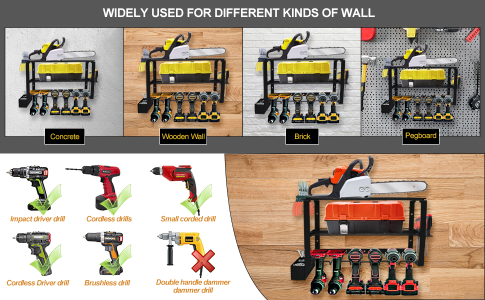 Wall Control Metal Pegboard Power Tools Storage Organizer for Organization and Efficiency