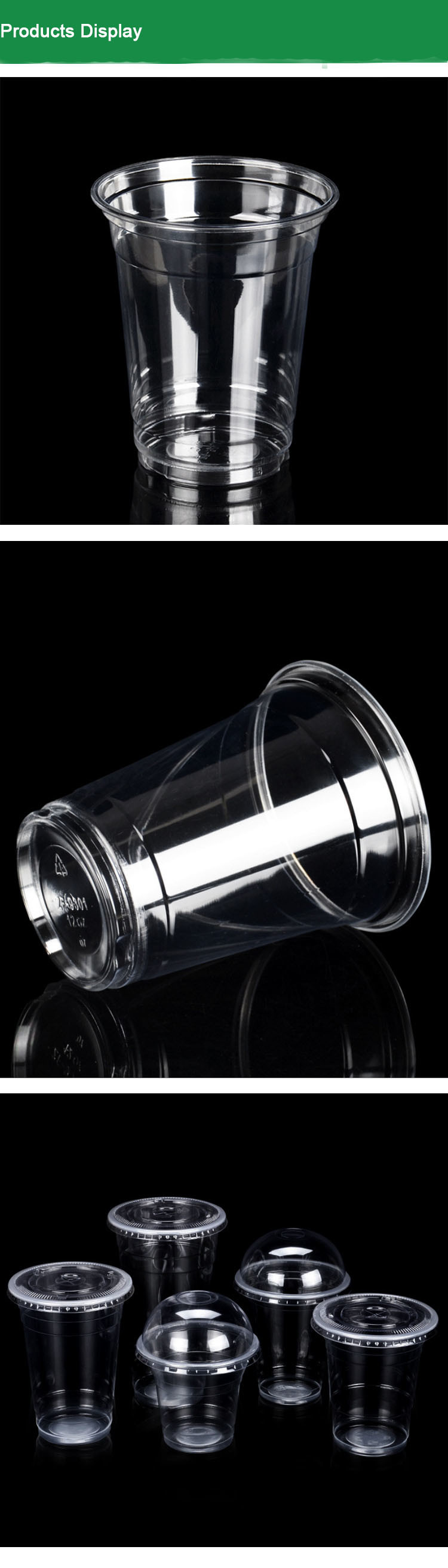 8OZ 12oz 16oz 20oz 24oz Bubble Tea Boba Beverage Coffee Clear PLA Cup