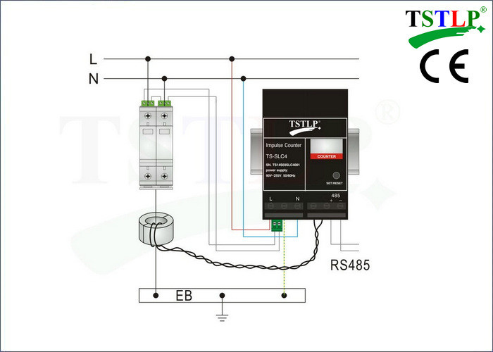 RS485 Remote Communication Lightning Surge Counter Black Thermoplastic Housing