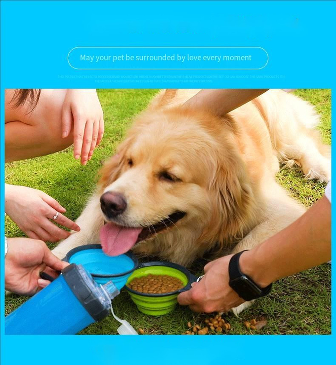 Pet Portable Water Food Cup Outdoor Dog Water Cup With Food Bowls