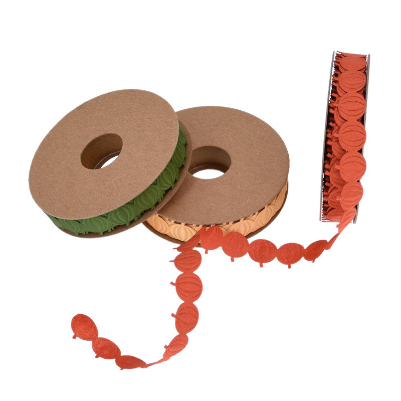 18mm*15y Ultrasonic Pumpkin Wired Ribbon For Halloween Decoration