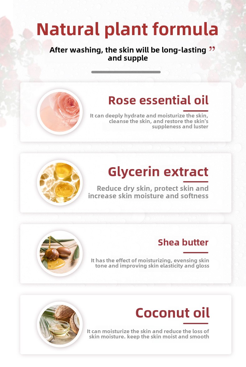 Handmade Rose Essential Oil Soap Long-Lasting Fragrance Moisturizing Effect For Face Bath Solid Bar Soap