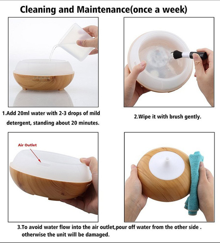 Yoga Spa 300ml Wood Grain Ultrasonic Cool Mist Whisper-Quiet Humidifier for home
