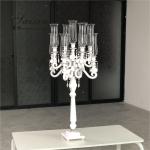 Blue Crystal Glass Candelabra Hurricane 9 Arm White Crystal Candelabra For Event