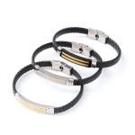 Leather rope bracelet trendy retro leather woven stainless steel men's bracelet