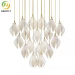 Nordic Simple Ceramic Magnolia Chandelier Department Bedroom Headboard Stairroom