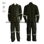 Chest Slant Pockets Cotton Lightweight Flame Retardant Coveralls Dark Green
