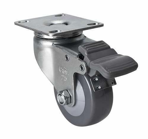 Edl Light 70kg Plate Brake PU Caster 36225-74 within 2.5mm Thickness Sleeve
