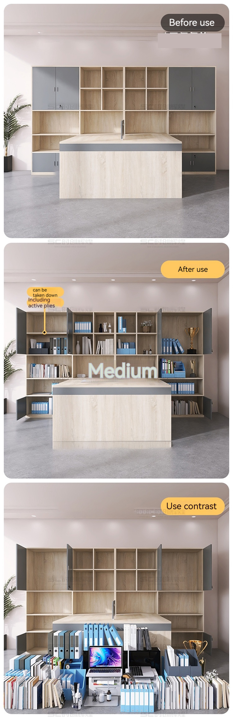 Double Seat Cabinet Screen Workstation Computer Desk Modernity Style for Finance Room