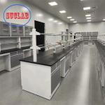 Full Steel Chemistry Lab Bench Lab Furfniture With Shelves in Yellow for C