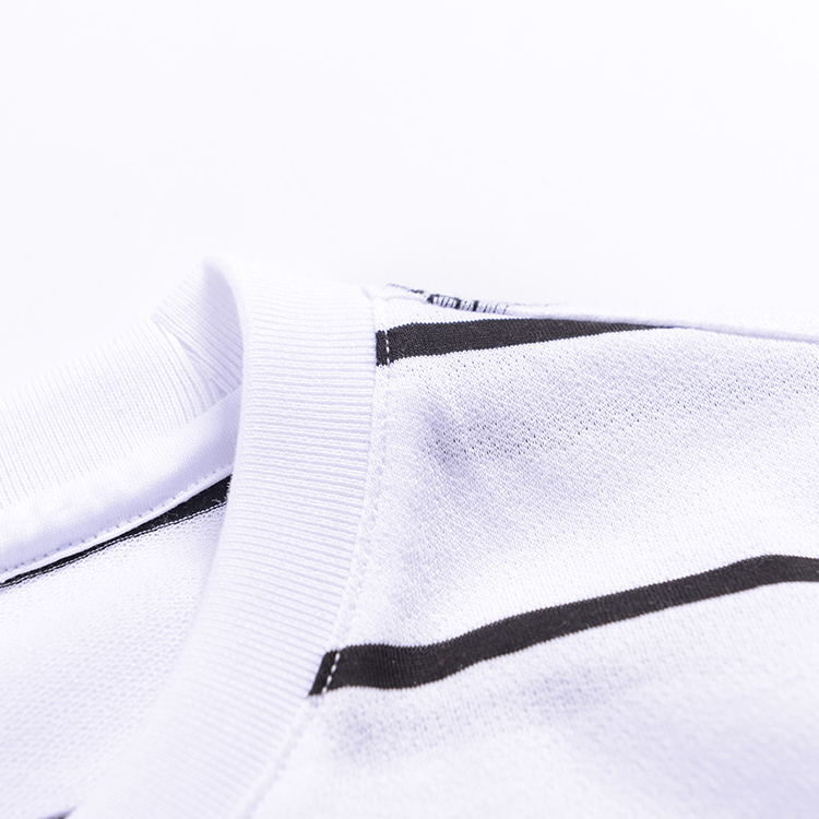 Bee Pattern Black And White Striped T Shirt Mens Breathable Bamboo Fiber Material