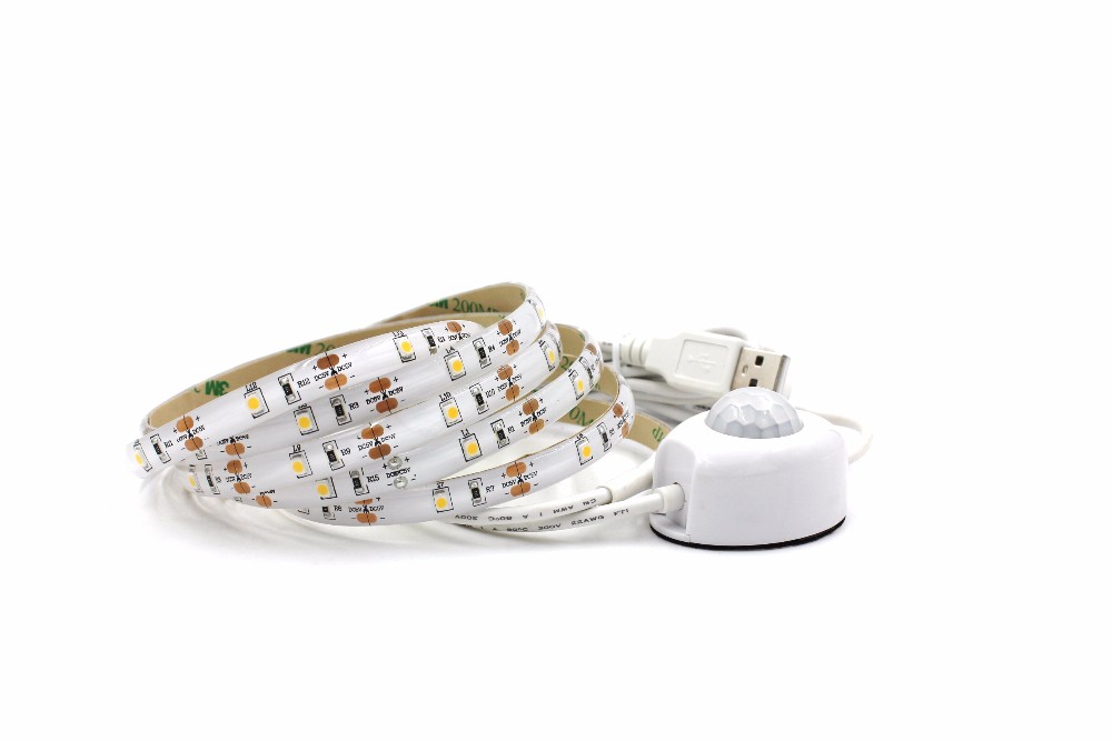 Usb 7000K Motion Sensor LED Strip 3000mm Motion Activated Under Bed Light