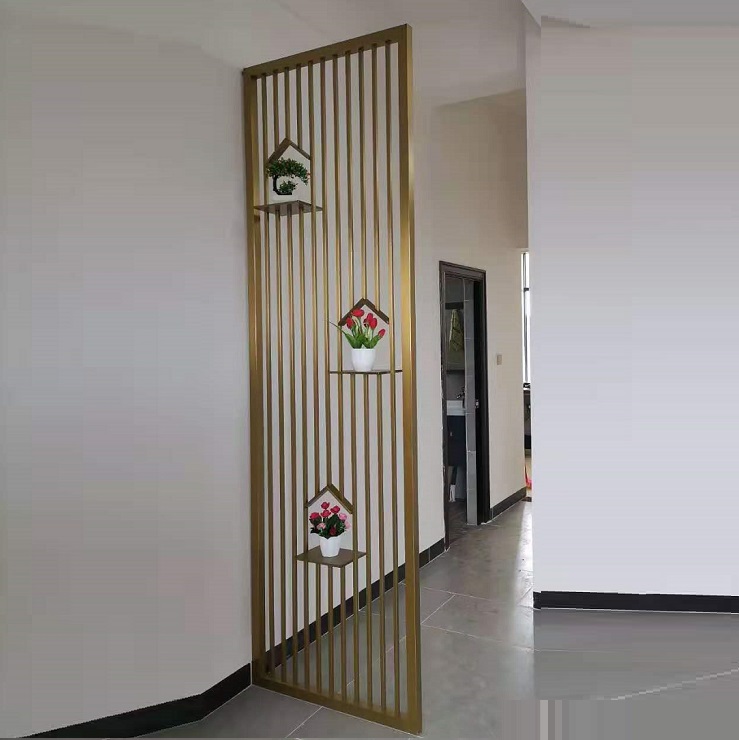 White marble and gold design metal living room divider and screen