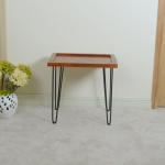 Nordic Iron Stand Finger Joint 55.7cm Teak Solid Wood Coffee Tables