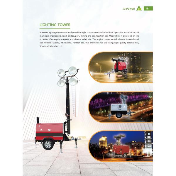 4x350W 9m Diesel Portable Light Tower 2KW Honda Generator Crane Light
