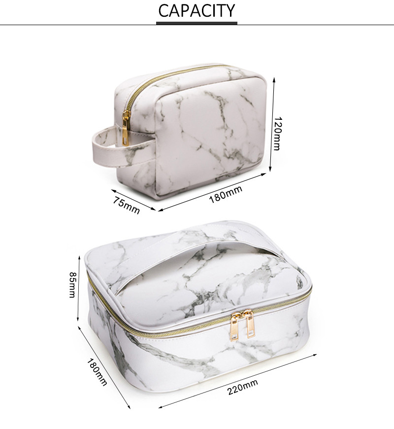 Luxury Beauty Custom Marble Makeup Bag Set Waterproof Wash Bag