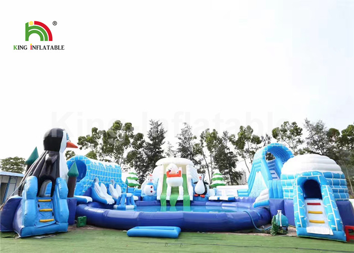 Custom Polar Bear White Giant Inflatable land Water Park Durable Odourless