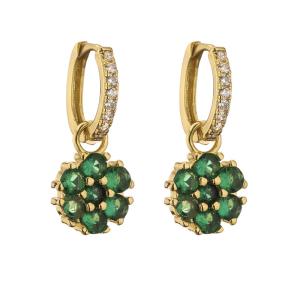Wholesale Brass Jewelry Micro Pave 18k Gold Earrings Zircon Crystal Colored Diamond Flower Drop from china suppliers