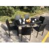 Buy cheap Stackable Chair Outdoor Rattan Dining Set KD Tabke With Black Glass from wholesalers