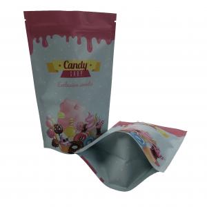 China Customized Glossy Surface Digital Printing Plastic Zip Lock Flat Bag With Aluminum Foil Bags For Candy Bags on sale