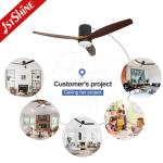 3 Natural Wooden Blades Decorative Ceiling Fan Flush Mounted With Remote