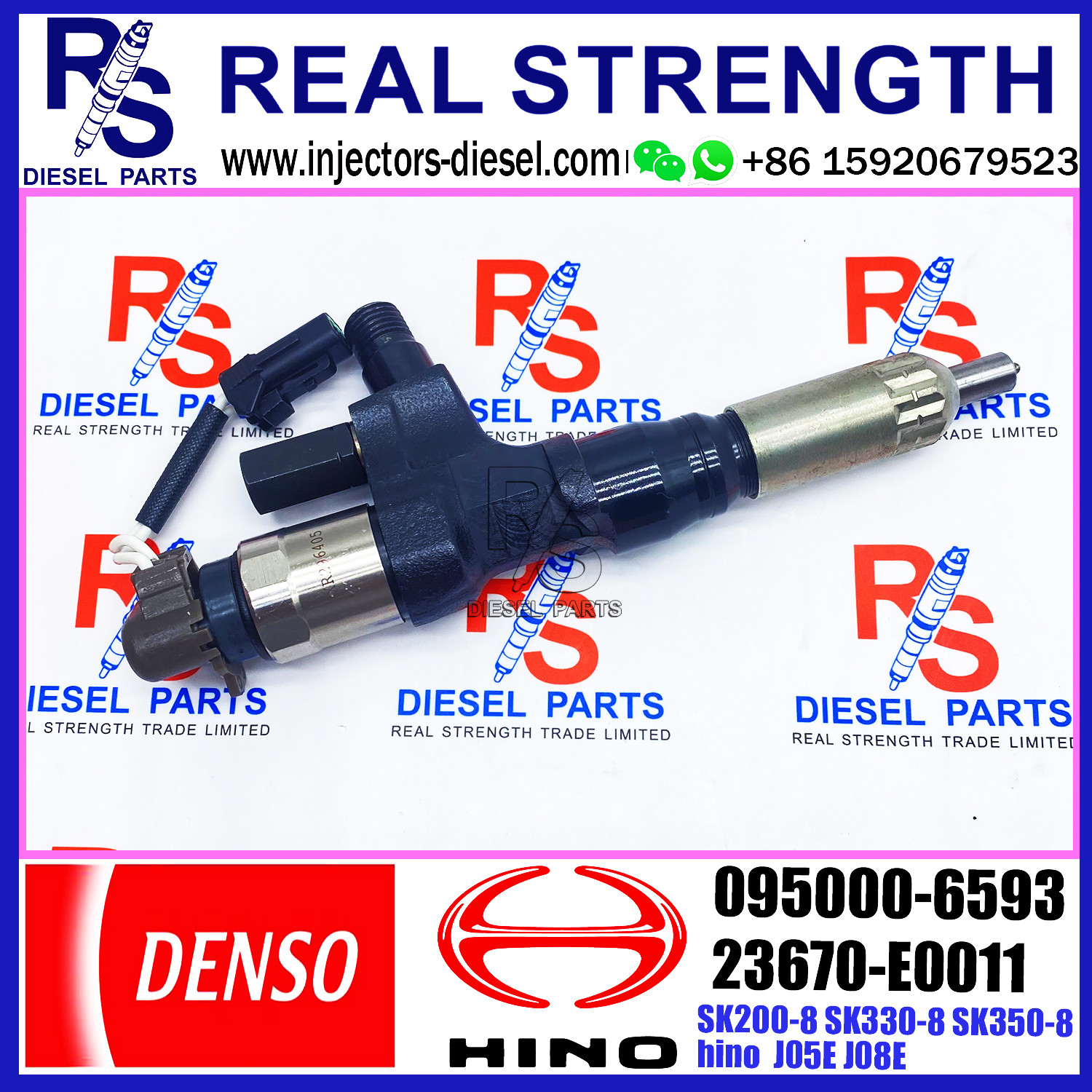 Diesel Fuel Injector 095000-6593 095000-6594 095000-6592 For HINO J08E Engine Part 23670-E0010 23670-E0011