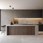 Customized Italian High-End Luxury Self Assemble Metal Wood Veneer Kitchen