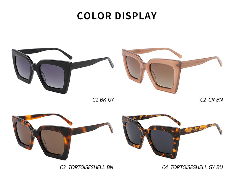 Full Rim Square Acetate Sunglasses Durable , Cat Eye Oversized Shades Glasses