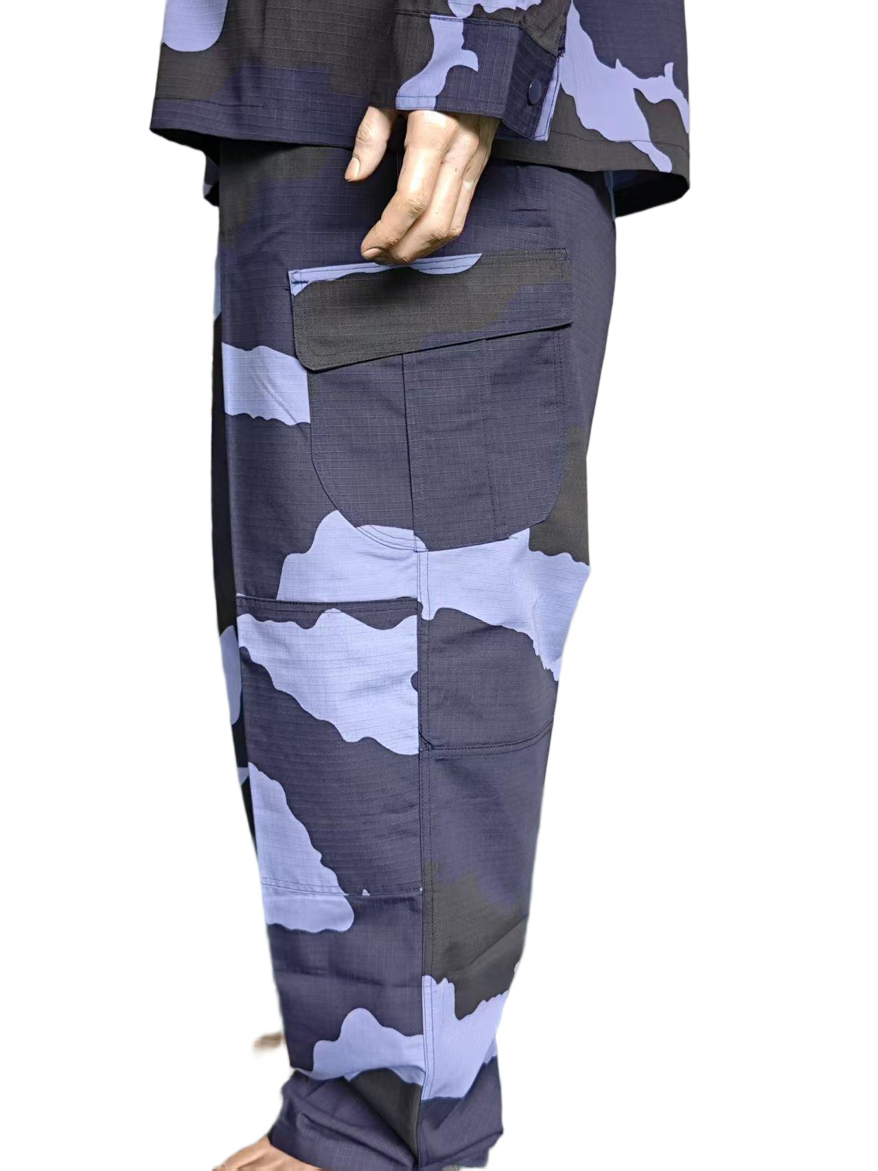 Navy and Black Digital Camouflage Combat Uniform Set Digital Camouflage Fabrics Tear Resistant 225GSM Ripstop Camouflage Fabric Custom